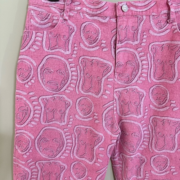 Patrick Church unisex motif “All over You” pink colored jeans pants wide leg - Picture 4 of 7